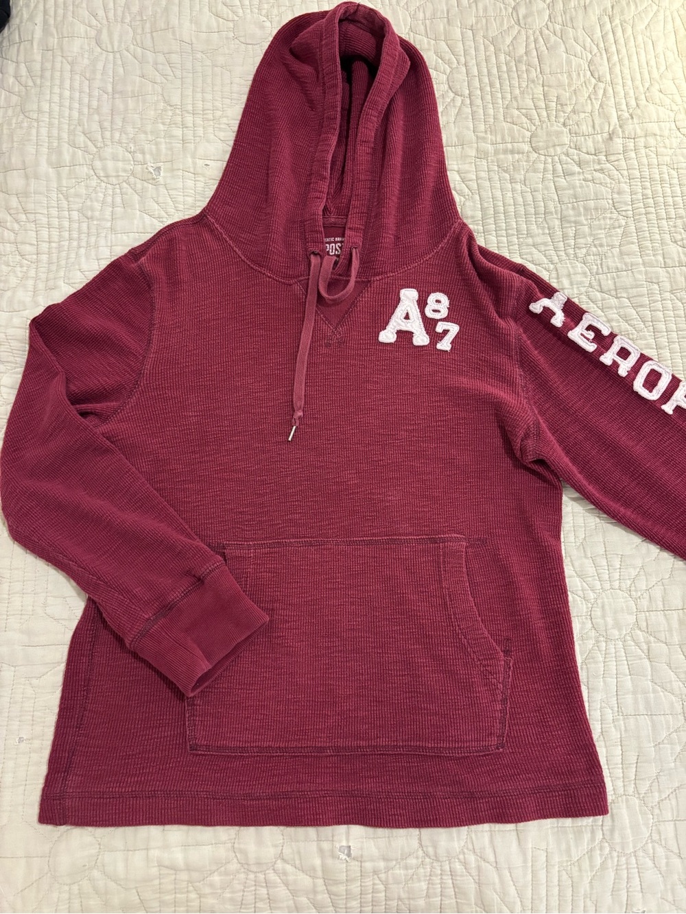 Aeropostale Women's Maroon Hooded Crew Sweater